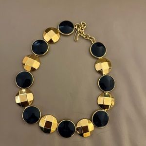 Vintage MONET Navy Blue Enamel Gold Tone Choker 16.5"-18" Necklace